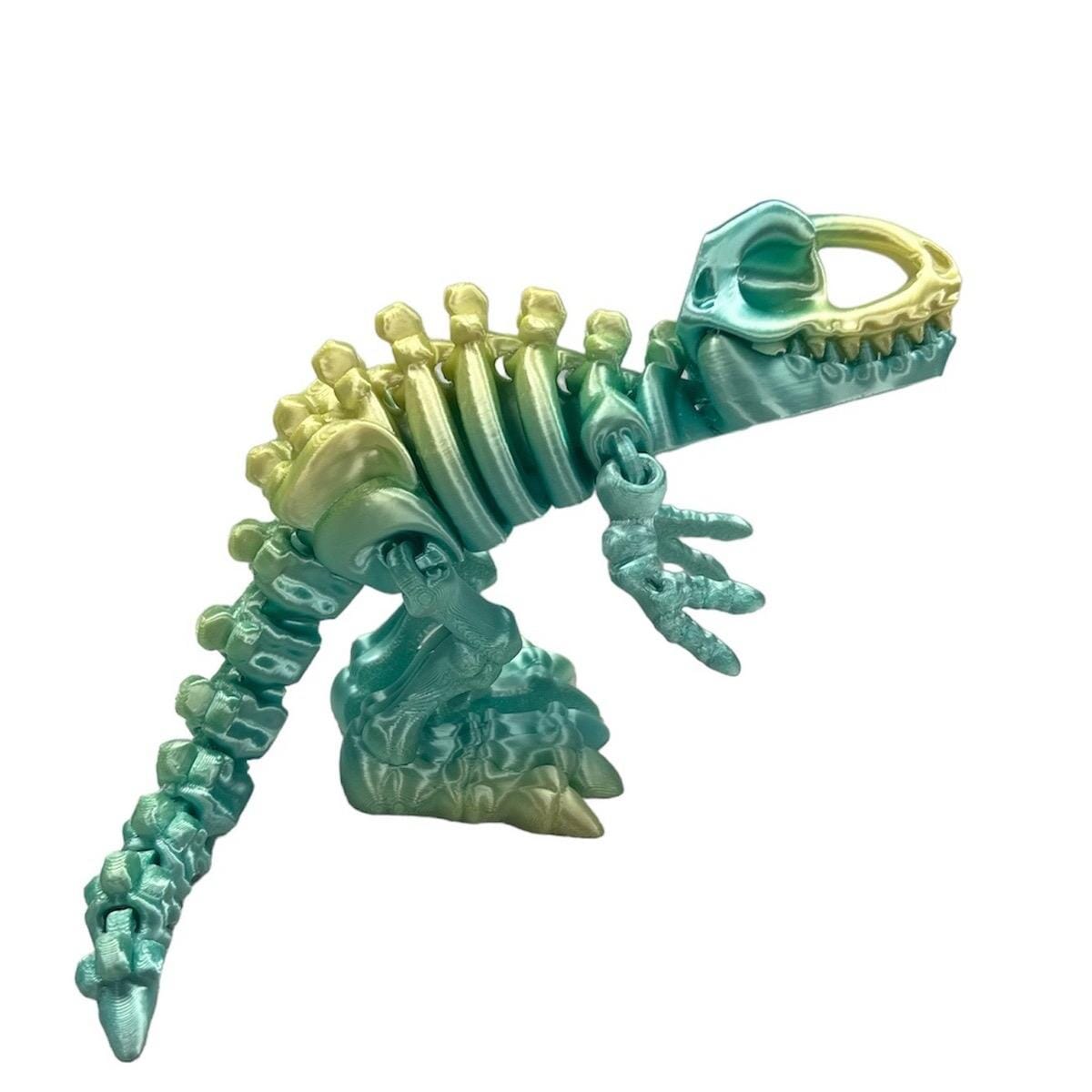 Flexi Trex Skeleton - Articulated for Posing Flexibility, 3D Printed, Perfect for Home Decor ArticulatedSmall Blue/Yellow - Pastel