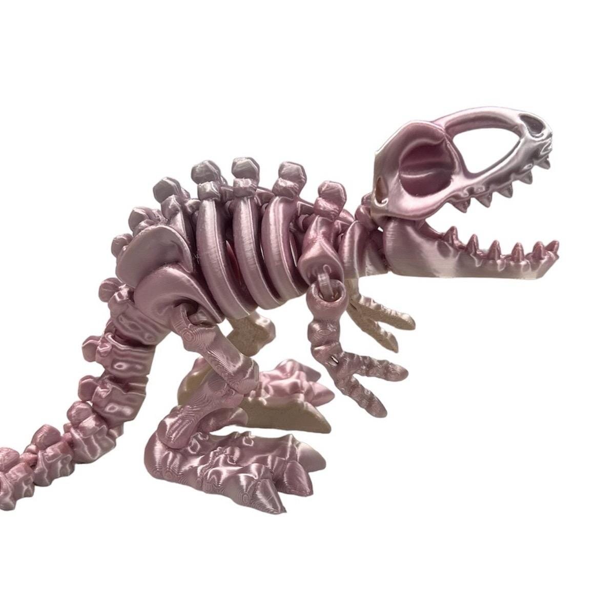Flexi Trex Skeleton - Articulated for Posing Flexibility, 3D Printed, Perfect for Home Decor ArticulatedSmall Pink - Pastel