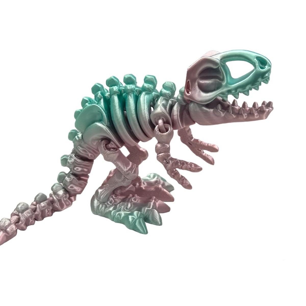 Flexi Trex Skeleton - Articulated for Posing Flexibility, 3D Printed, Perfect for Home Decor ArticulatedSmall Pink/Blue - Pastel