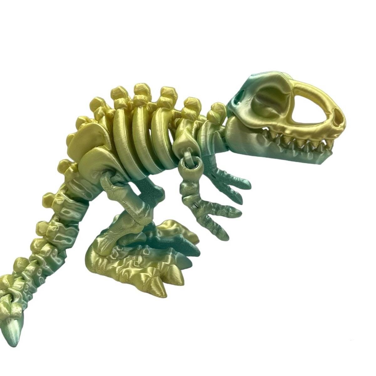 Flexi Trex Skeleton - Articulated for Posing Flexibility, 3D Printed, Perfect for Home Decor ArticulatedSmall Yellow/Blue - Pastel
