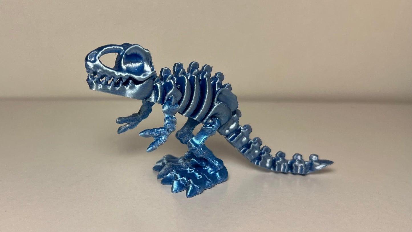 Flexi Trex Skeleton - Articulated for Posing Flexibility, 3D Printed, Perfect for Home Decor ArticulatedSmall Blue/Silver - Dual/Color Shift 